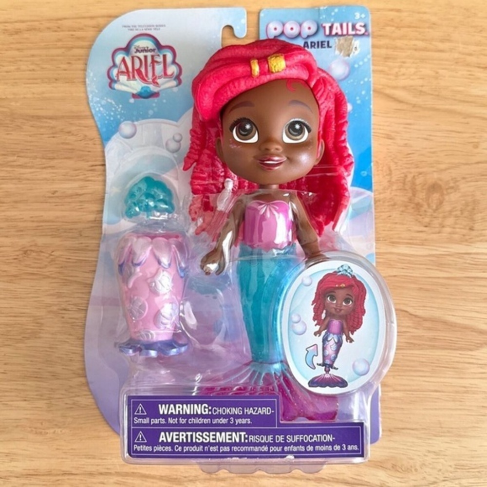 Disney Junior Ariel Pop Tails 7.5 Inch Doll w/Accessories Little Mermaid